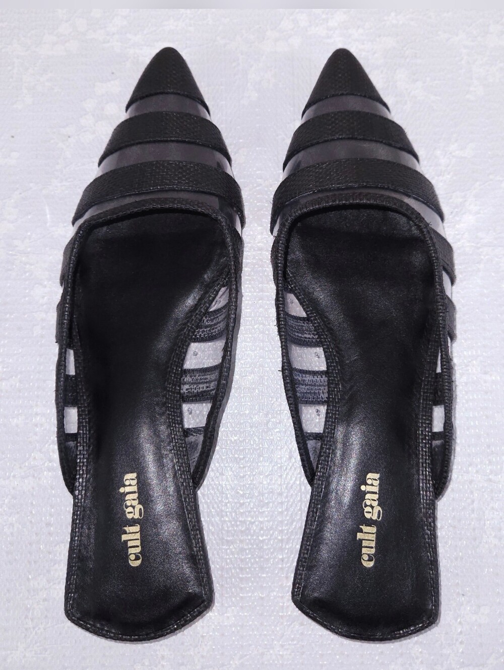 CULT GAIA Femi Mule Black Pointed Toe Slide Flats EU 39.5 - Picture 8 of 10